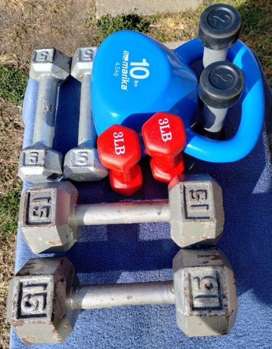 (YES STILL AVAILABLE) Dumbbells and Kettlebell 