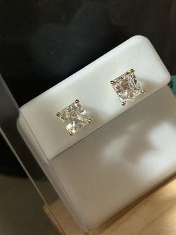 2.4ctw Moissanite Asscher cut stud earrings