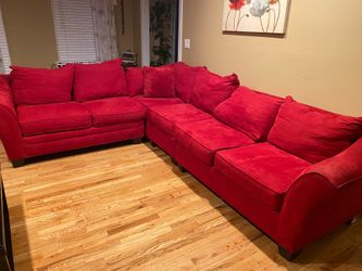 Red Microfiber Sectional Sofa