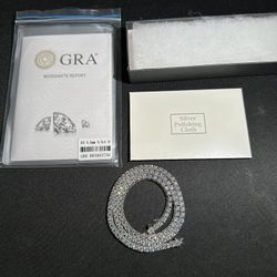 925 Pure silver Chain 4MM Moissanite Diamond 20” Tennis Chain