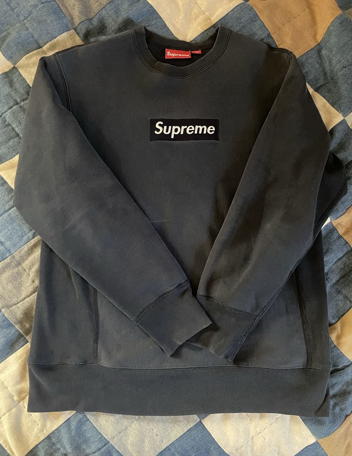 90’s Supreme Navy Box Logo Crewneck