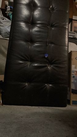 Black Faux Leather Tufted Ottoman