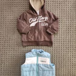 Bundle#1, (2 Pcs for $7), 18-24 Mo Old Navy Jacket + Baby Works Vest Puffer