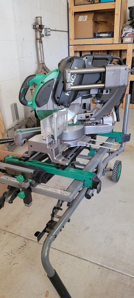 Hitachi Slide Compound Miter Saw With Universal Miter Saw Stand And Jobsite Table Saw