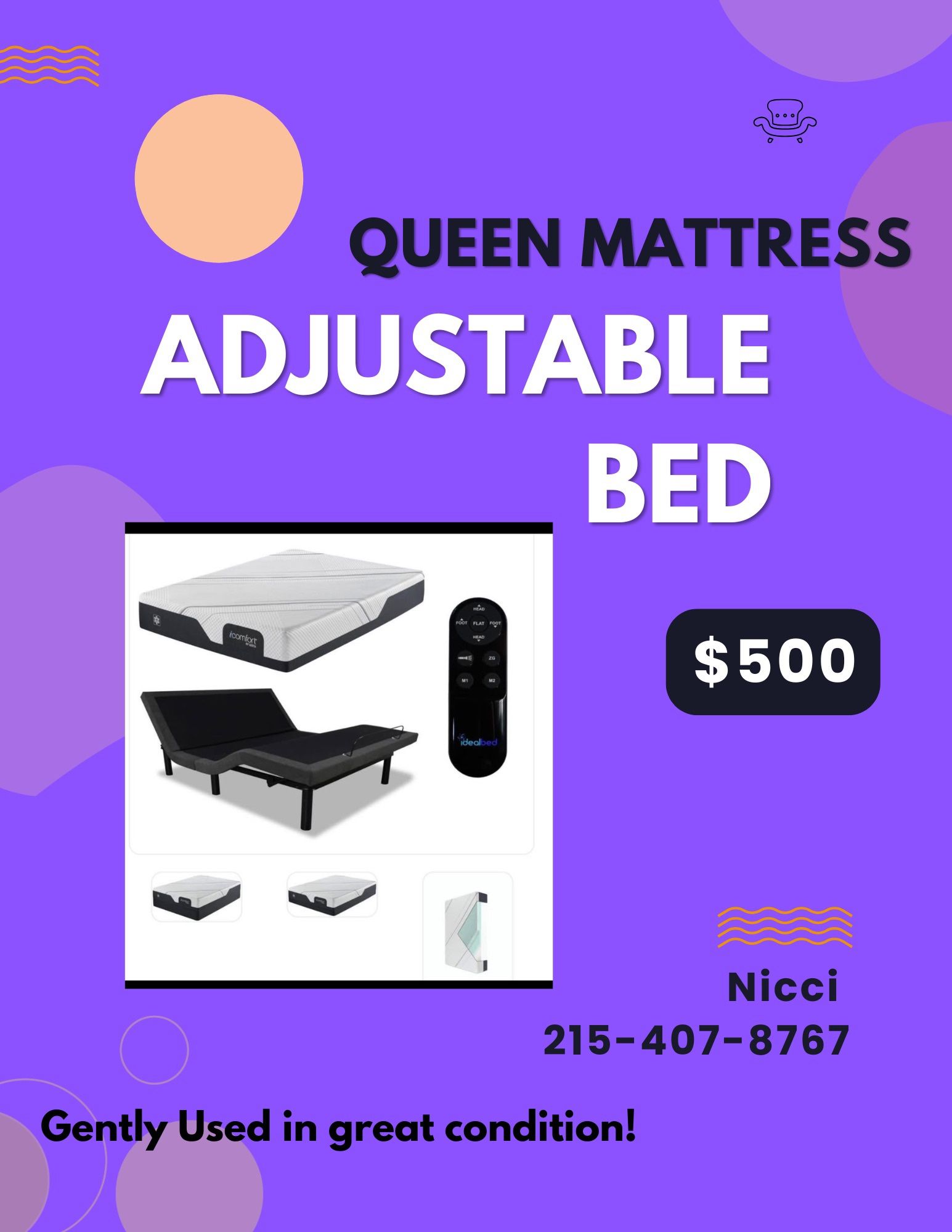Gently used Queen Size Adjustable Bed