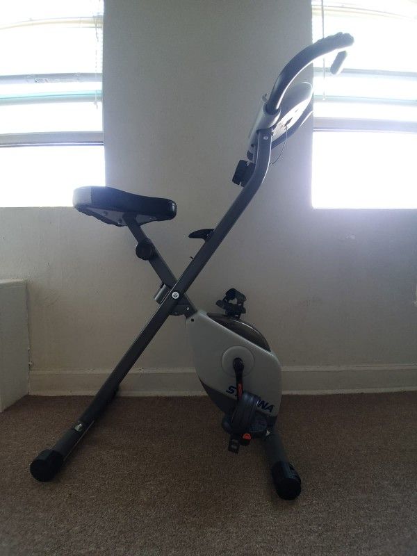 Stamina Cardio Exercise Bike with Heart Rate Sensors and Extra Wide Padded Seat, Folding Design for Storage - Exercise Bike