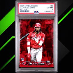 ELLY DE LA CRUZ 2025 TOPPS STADIUM CLUB #48 RED FOIL ROOKIE RC REDS PSA 8