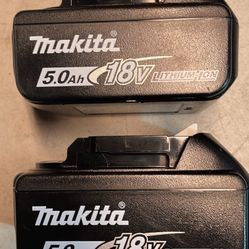 2 Genuine Makita Batteries 5.0Ah / 18vi