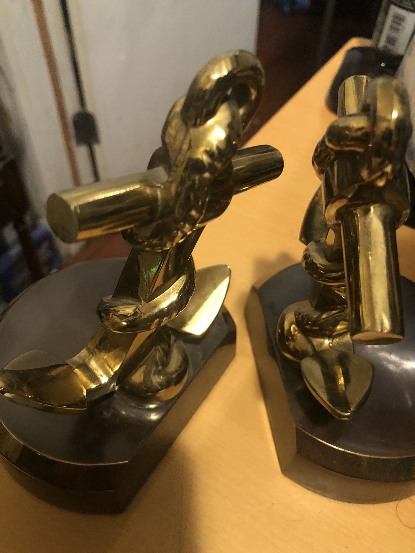 Pair Of Naval Anchor Bookends  Solid Brass 