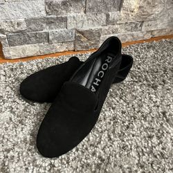 Rochas Black New Suede Slip On Flats SZ 36.5