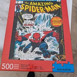 Aquarius Marvel Spider-Man Cover 500-piece jigsaw puzzle featuring artwork from The Amazing Spider-Man comic issue #151. 