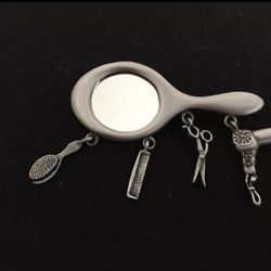 Vintage Estate Find JJ Salon Charms Mirror Pin Brooch 