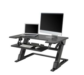 Realspace Standing Desk Converter With USB And Keyboard Tray, 19-3/10"H x 35-2/5"W x 20"D, Black