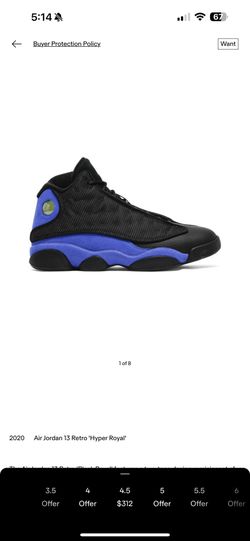 Shoes Air Jordan 13 Retro 'Hyper Royal' Size 4.5