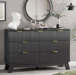 Fluted Dresser for Bedroom with 7 Drawers, 48" Wide Chest of Drawers with Metal Handle, Modern Wood Dresser TV Stand, Wooden Closet Clothes Storage Or