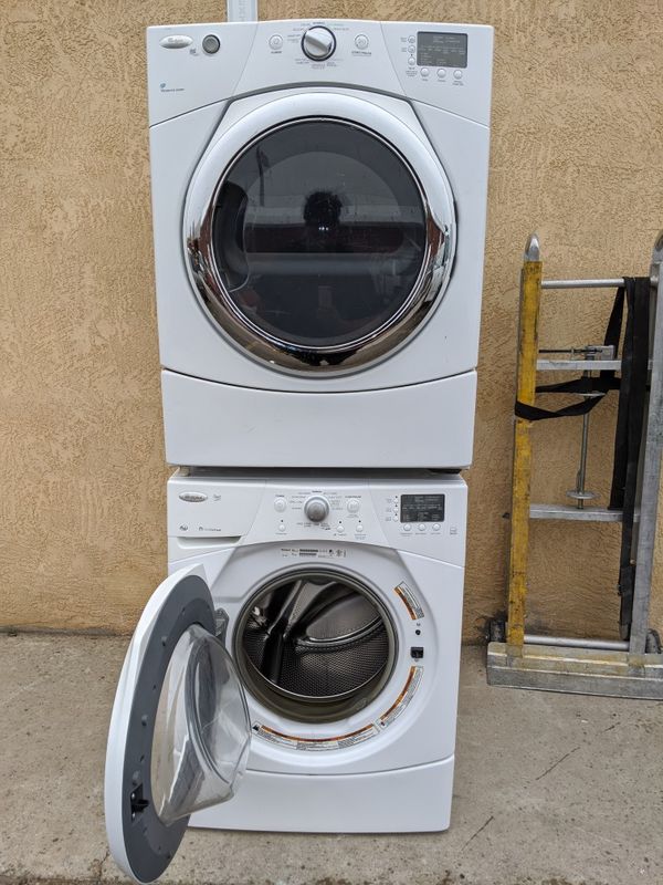 Newer Stackable Front Load Washer Electric Dryer Whirlpool Duet for