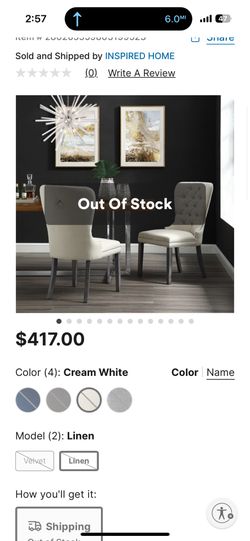 Set Of 10 Linen Tufted Dining Chairs
