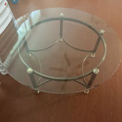 Round Brass & Glass Coffee Table