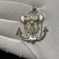 925 Sterling Silver Jesus Anchor Pendant 