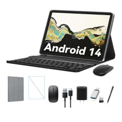 Android 14 Tablet 2024 Latest, 10 inch Tablets with 1280 * 800 HD IPS Touch Screen, 128GB ROM+8GB RAM, Octa-Core Processor, Dual 4G Cellular Tablet wi