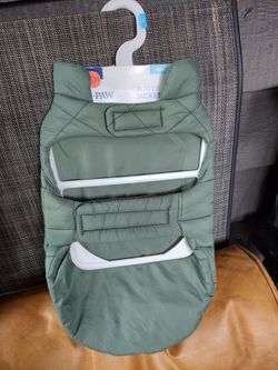 Olive green puffer jacket for dogs