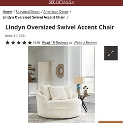 Oversized Swivel Accent Chair - Like New