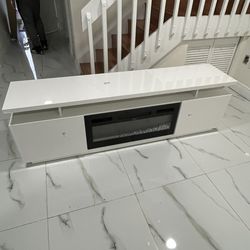 WHITE fireplace TV STAND 🔥