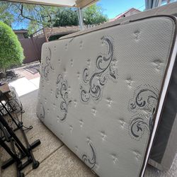 Queen Bed, box spring and metal frame