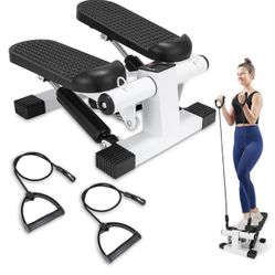Mini Stepper for Home Exercise, Portable Stair Stepper with LCD Monitor and Resistance Bands, 260lbs Weight Capacity, Twist Stepper (Firm Price) 
