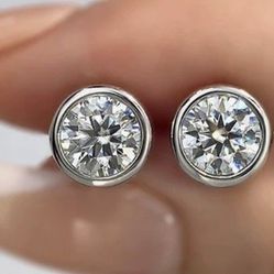 GRA Certified 2CTW Bezel Moissanite Diamond Stud earrings