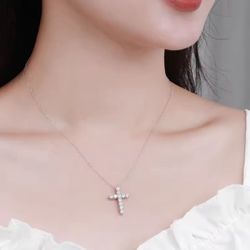 brand new Full Moissanite Cross Pendant s925 Necklace