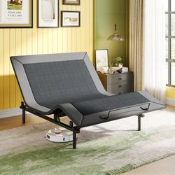 Full Size Ergonomic Adjustable Bed Frame Base with Upgraded Motor 2.0, Wireless Remote Control, Independent Head & Foot Incline, Base Only