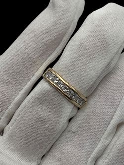 Gold band with white stones #32382