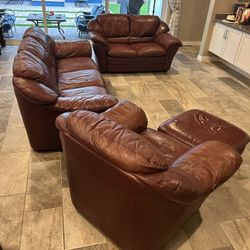 Four Piece Brown Leather Couch Set Delivered 