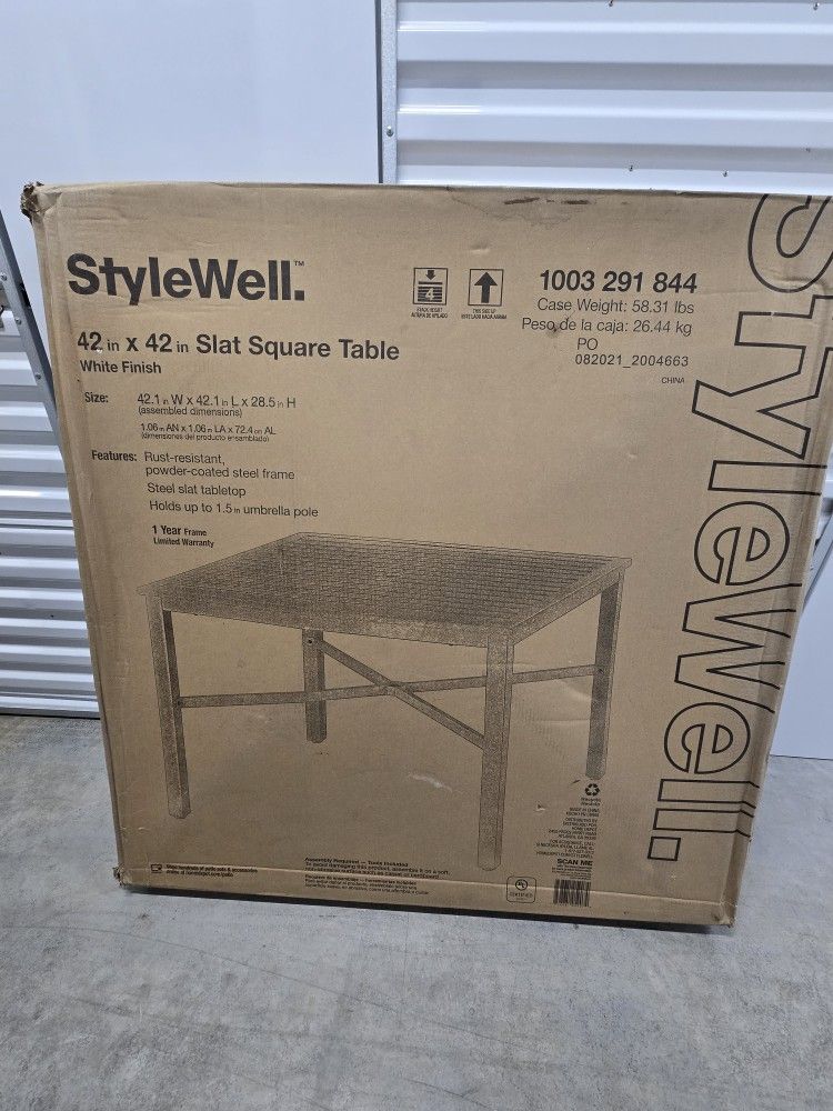 StyleWell 42” White Metal Outdoor Patio Table