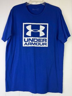 Under Armour HeatGear Loose Fit Boxed Logo Graphic T-Shirt Blue Men's Size Large