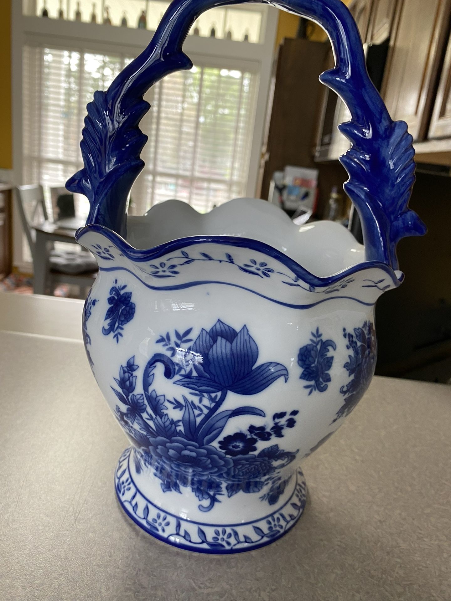 Blue Floral Porcelain Basket - So Pretty