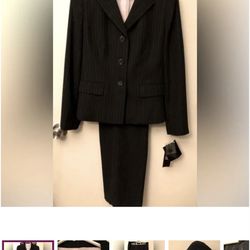 Black/Pink pinstripe Suit size 10