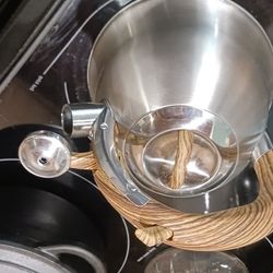 Designer Wood Handled Stainless Steel Teapot