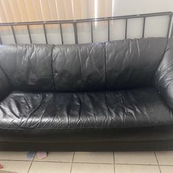 Black Leather Sofa Couch 
