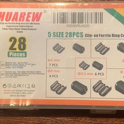 28pc 5 Size Clip-on Ferrite Core Noise Suppressor 