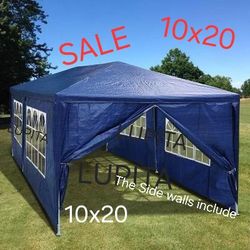 10x20 White Gazebo Wedding Party Tent Used Canopy  With 4 Windows & 2 Sidewalls -6 (FOR SALE) Carpa