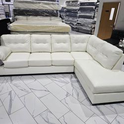 Just $10 Down Payment Finance ▪️White 2 Piece Sectional With Chaise♠️New