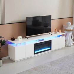 Contemporary 85” LONG upscale fireplace tv stand !!