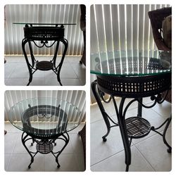 Round Glass Table With Shelf