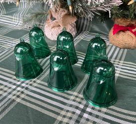 Vintage (6) Tupperware Christmas Bell Ornaments with Hinged Top for Treats