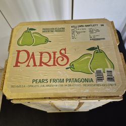 Rustic Vintage Wooden Crate - "Argentine Pears PARIS" Fruit Crate