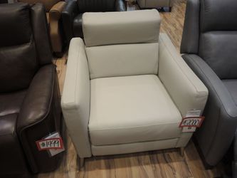 Leather Power Recliner — Natuzzi Editions (Greige)