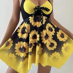 NEW SUNFLOWER 2 PIECE  BATHING SUIT MEDIUM