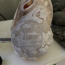 Vintage Collectible Japanese Art In A Sea Shell 